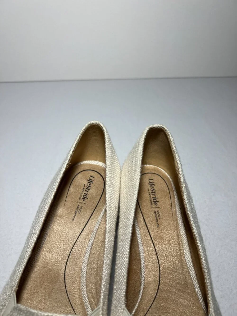 LifeStride Women's 9.5W Kamilla Mid Wedge Heel Espadrilles Linnen Slip-on Loafer